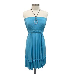 Isla Bonita Womens Strapless Midi Dress One Size Turquoise Empire Waist Flowy